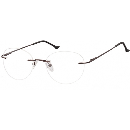 Bezramkowe Okulary oprawki okrągłe korekcyjne Sunoptic 985E brązowe
